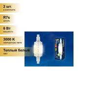 (2 шт.) Светодиодная лампочка Uniel лампа св/д прожекторная J78 R7s 6W(450lm) 3000K 2K прозрачная 78x22 LED-J78-6W/WW/R7s/CL