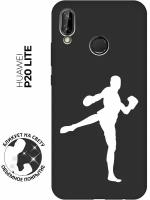 Матовый чехол Kickboxing W для Huawei P20 Lite / Nova 3e / Хуавей П20 Лайт / Нова 3Е с 3D эффектом черный