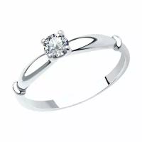 Серебряное помолвочное кольцо с фианитом SOKOLOV 89010025, размер 17.5