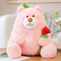 Мягкая игрушка забавный Медведь с цветком/30 см
