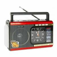 Радиоприемник с аккумулятором, часами, фонариком, M-U40 Am/Fm/Sw/microSD/USB/MP3 красный