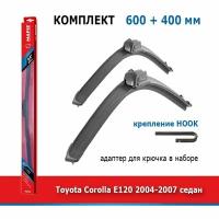 Дворники Mapis 600 мм + 400 мм Hook для Toyota Corolla E120 / Тойота Королла Е120 2004-2007 седан