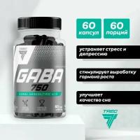 GABA в капсулах, 60 капс, 750 мг, антидепрессант Trec Nutrition, для улучшения сна, антистресс, габа аминокислота