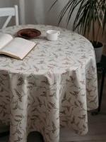 Скатерть полульняная столовая овальная, текстиль, лен/пэ, 200* 150 см, 1 штука