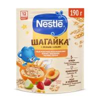 Каша Nestlé молочная Шагайка мультизлаковая с овсяными хлопьями яблоко, земляника садовая, персик, с 12 месяцев