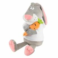 Мягкая игрушка Maxitoys Кролик Семёныч в худи с морковкой, 25 см, серый
