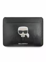 Чехол-папка Karl Lagerfeld Sleeve на Apple Macbook Pro 13"/Air 13" 2016-2022, ультратонкий конверт из экокожи с магнитным замком, черный