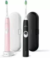 Электрическая зубная щетка Philips HX6800/35 Sonicare ProtectiveClean 4300, звуковая, чёрный+розовый