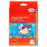 Карандаши 18цв ТероПром 9490954 Гамма "Мультики", супермягк, увел d-4,0мм, заточ, карт/уп, европод 80220217