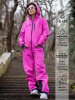 Комбинезон Buono, спортивный стиль, прямой силуэт, капюшон, карманы, размер 46-170, розовый
