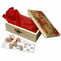 Подарки Русское лото в деревянной шкатулке с росписью "Цветы"