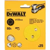 Dewalt Шкурка шлифов. Шлиф. бум. Д125 мм, зер.80,25шт, липучка DT 3113