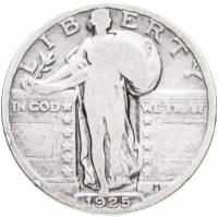 США 25 центов (квотер, 1/4 доллара, quarter dollar) 1925 Standing Liberty Quarter