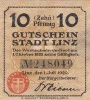 Германия (Веймарская Республика) Линц 10 пфеннигов 1920 г. (2)