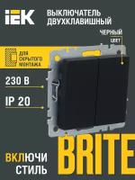 Выключатель 2-кл. СП BRITE ВС10-2-0-БрЧ 10А черн. IEK BR-V20-0-10-K02