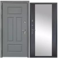 Дверь входная металлическая DIVA ДХ-29 Зеркало 2050x960 Левая Ясень графит - Д15 Венге, тепло-шумоизоляция, антикоррозийная защита для квартиры