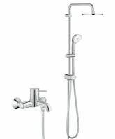 Душевая стойка с тропическим душем и смесителем для ванны Grohe BauClassic Rustic 60, хром