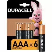 Duracell Батарейка алкалиновая AAA LR03/MN2400 Basic 1.5v (блистер 6 шт.)