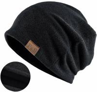 Шапка длинная с подкладкой Skully Loose Knitted Hat black