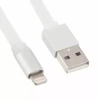 USB Дата-кабель Remax для смартфона Apple Lightning 8-pin плоский с золотым коннектором, 1 метр, белый