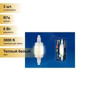 (3 шт.) Светодиодная лампочка Uniel лампа св/д прожекторная J78 R7s 6W(450lm) 3000K 2K прозрачная 78x22 LED-J78-6W/WW/R7s/CL