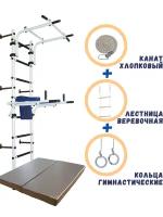 Усиленный комплекс с брусьями, матом 1х1 и навесным оборудованием, цвет Антик