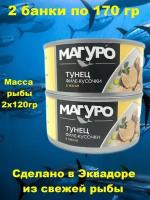 Тунец полосатый кусочки филе в масле, Магуро, 2 X 170 гр