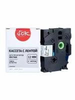 Кассета с лентой TZEFA3 для Brother PT-E550WVP, PT-H110, PT-P700 S'OK синий на белом, 12мм/8м, наклейка