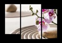 Модульная картина на стекле | Diva Kartina | Фен-шуй и Спа. Орхидея на песке | 100X70 см