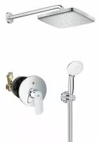 Душевая система с квадратным тропическим душем Grohe Eurosmart Cosmopolitan 250 Cube, Германия