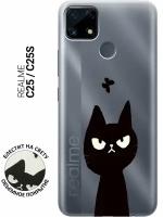 Силиконовый чехол на Realme C25, C25S, Рилми С25, С25с с 3D принтом "Disgruntled Cat" прозрачный