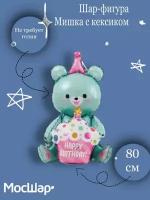 Воздушный шар фольгированный на день рождения, Медведь розовый 76 см, МосШар