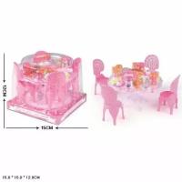 Мебель для куклы Shantou "Столовая", пластик, розовая, пластиковый купол (A8-681)