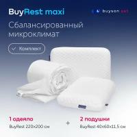 Сет макси buyson BuyRest (комплект: 2 ортопедические подушки для сна 40х60 и одеяло евро 200х220)