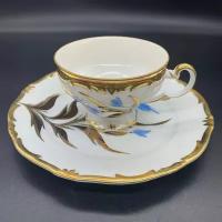 Чайная пара (в подборе чашка и десертная тарелка) с изображением васильков