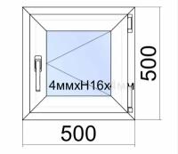 Окно ПВХ VEKA WHS Halo/ 50*50 см (Ш.*В.)/поворотное/правое/ однокамерный стеклопакет/ фурнитура Accado(Турция)