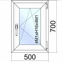 Окно ПВХ КВЕ Гутверк/ ш.50см*в.70см/поворотно-откидное/правое/однокамерный стеклопакет/фурнитура Vorne (Турция)