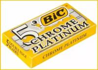 Лезвия двусторонние для бритвы BIC "Chrome Platinum", классические, для T-образных бритв и шаветок, 5 шт