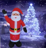 Надувная фигура Деда Мороза с подсветкой и встроенным компрессором, 210см, уличная