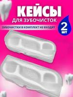 Кейс чехол для флоссеров 2 шт + 20 шт зубочисток с нитью