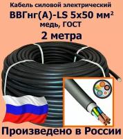 Кабель силовой электрический ВВГнг(A)-LS 5х50 мм2, медь, ГОСТ, 2 метра