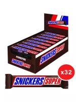 Батончик Snickers Super с карамелью, арахисом и нугой, 80 г, 32 шт