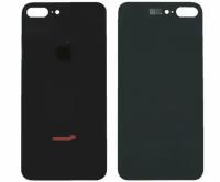 Задняя крышка для iPhone 8 Plus Черный (стекло, широкий вырез под камеру, логотип)