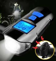 Велосипедный светодиодный фонарь со спидометром и встроенным аккумулятором / Фара для велосипеда, самоката