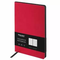 Бизнес-блокнот, записная книжка, тетрадь А5 (148x218 мм), Brauberg Metropolis Mix, под кожу, 80 л, клетка, красный, 111039