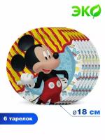 Mickey Mouse. Набор бумажных тарелок, 3D, 6 шт d=180 мм