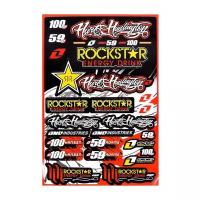 Мотонаклейки мото стикеры наклейки Rockstar Energy 30х45 см на мотоцикл скутер мопед квадроцикл для мотоциклиста, черно-красные