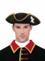 Шляпа пирата / черная треуголка / пиратский аксессуар / шляпа корсара / треуголка с черепом черная