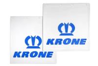 Брызговики прицепа задние KRONE+корона 400*400 белая резина LUX с Синей надписью (комплект)