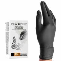 Нитриловые перчатки Foxy Gloves черные, (50) пар, Размер L